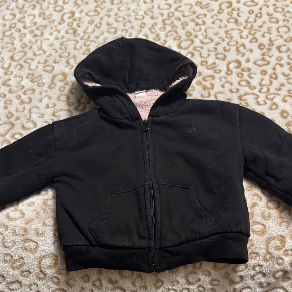 GAP Kids Black Zip-Up Sherpa Hoodie